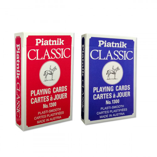 Set carti de joc Piatnik "CLASSIC",  2 pachete a 55 de carti, unul cu model rosu pe spate, celalalt cu model albastru, fabricate in Austria